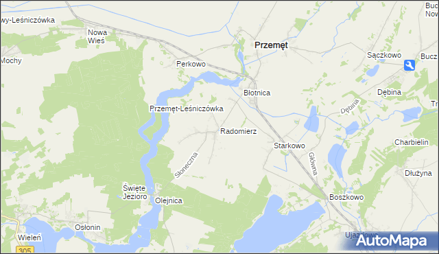 mapa Radomierz gmina Przemęt, Radomierz gmina Przemęt na mapie Targeo