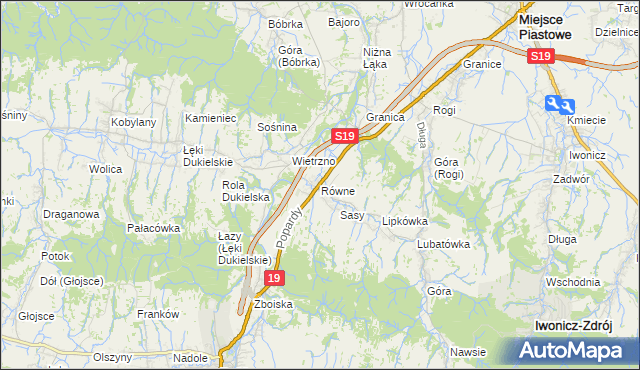 mapa Równe gmina Dukla, Równe gmina Dukla na mapie Targeo