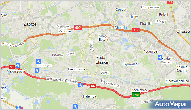 mapa Rudy Śląskiej, Ruda Śląska na mapie Targeo