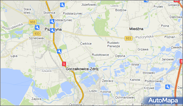 mapa Rudołtowice, Rudołtowice na mapie Targeo