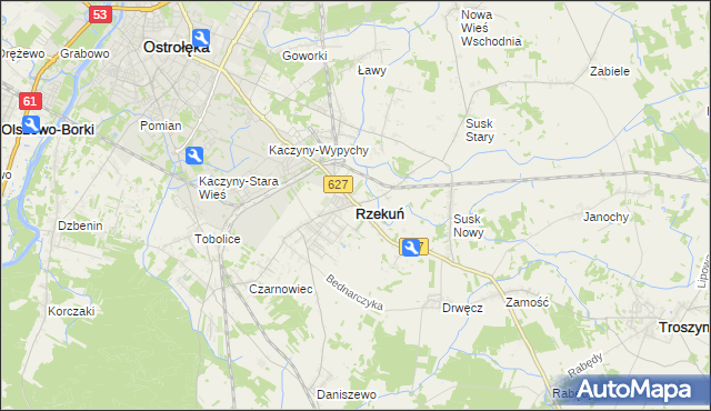 mapa Rzekuń, Rzekuń na mapie Targeo