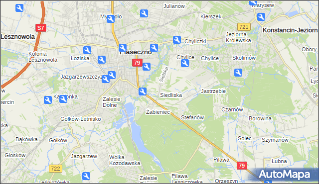 mapa Siedliska gmina Piaseczno, Siedliska gmina Piaseczno na mapie Targeo