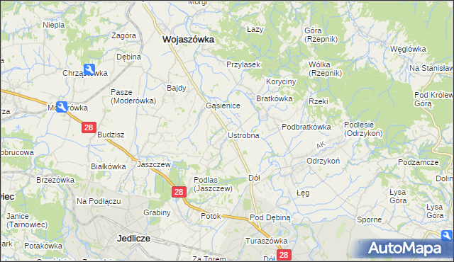 mapa Ustrobna, Ustrobna na mapie Targeo