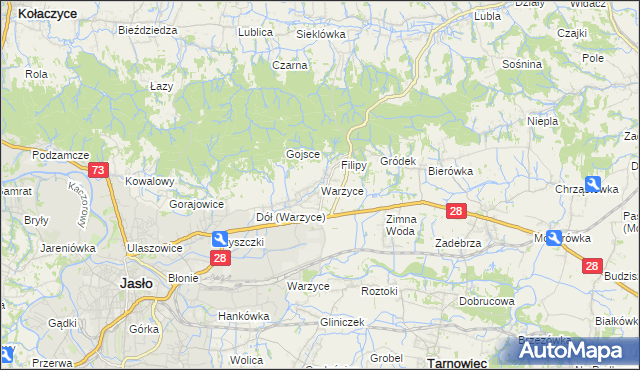 mapa Warzyce, Warzyce na mapie Targeo