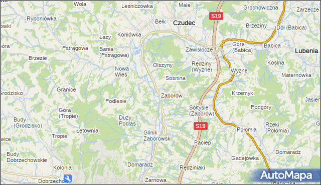 mapa Zaborów gmina Czudec, Zaborów gmina Czudec na mapie Targeo