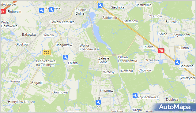mapa Zalesie Górne, Zalesie Górne na mapie Targeo
