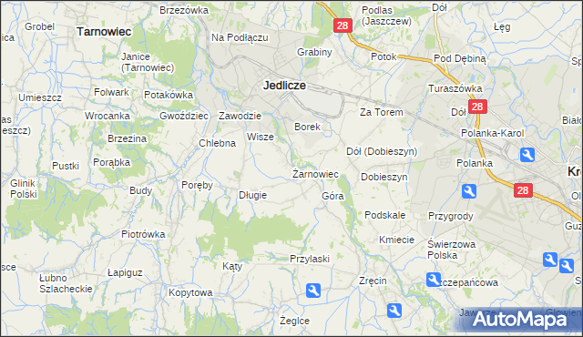 mapa Żarnowiec gmina Jedlicze, Żarnowiec gmina Jedlicze na mapie Targeo