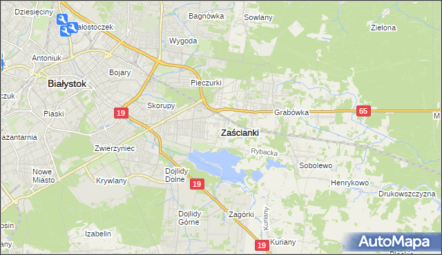 mapa Zaścianki gmina Supraśl, Zaścianki gmina Supraśl na mapie Targeo
