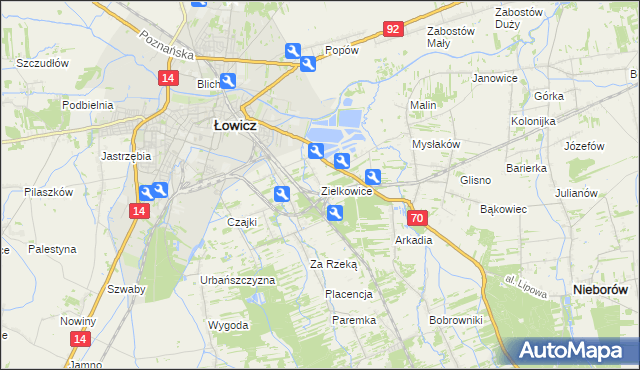 mapa Zielkowice, Zielkowice na mapie Targeo