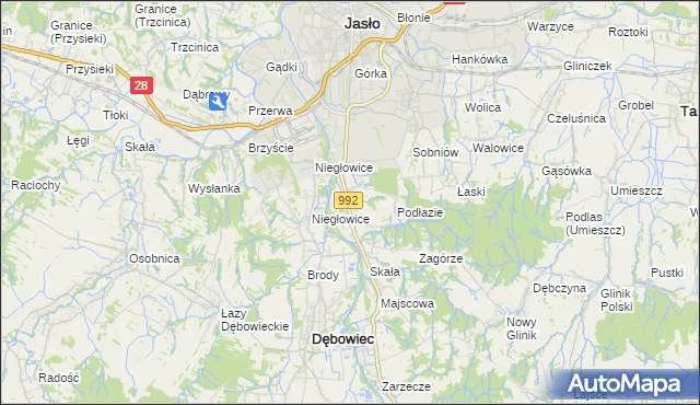 mapa Żółków gmina Jasło, Żółków gmina Jasło na mapie Targeo