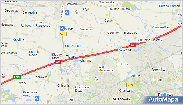 mapa Żuków gmina Grodzisk Mazowiecki, Żuków gmina Grodzisk Mazowiecki na mapie Targeo