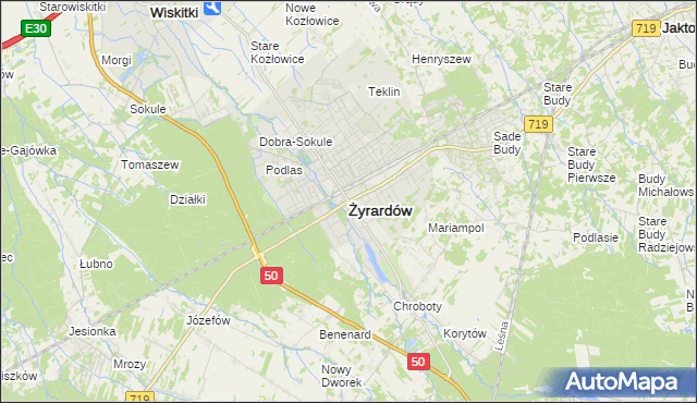 mapa Żyrardów, Żyrardów na mapie Targeo