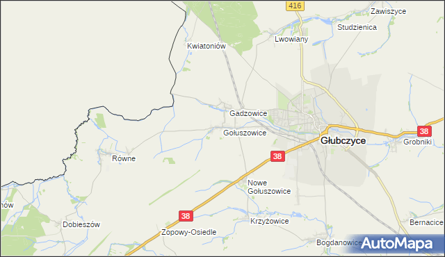 mapa Gołuszowice, Gołuszowice na mapie Targeo
