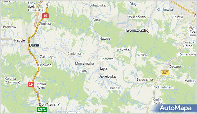 mapa Lubatowa, Lubatowa na mapie Targeo