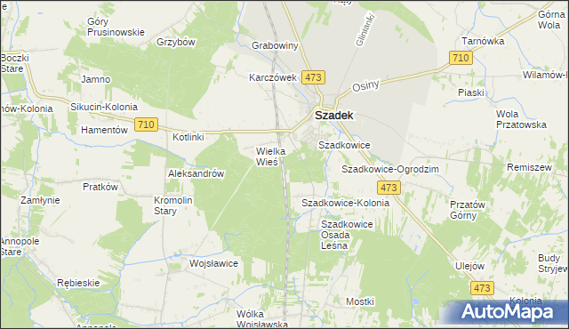 mapa Szadek powiat zduńskowolski, Szadek powiat zduńskowolski na mapie Targeo