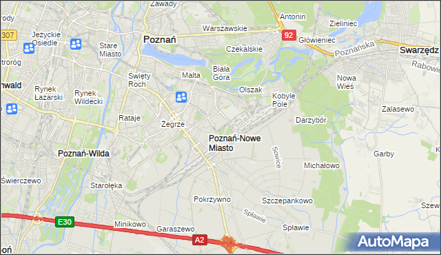 mapa Nowe Miasto gmina Poznań, Nowe Miasto gmina Poznań na mapie Targeo