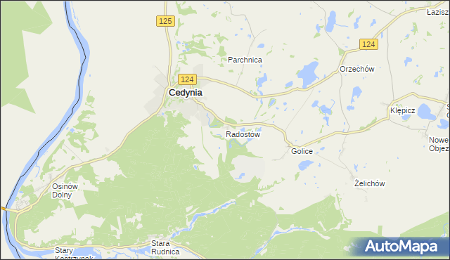 mapa Radostów gmina Cedynia, Radostów gmina Cedynia na mapie Targeo