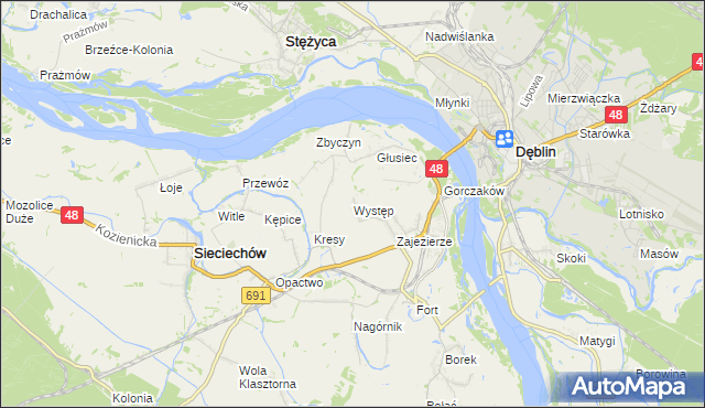 mapa Występ gmina Sieciechów, Występ gmina Sieciechów na mapie Targeo