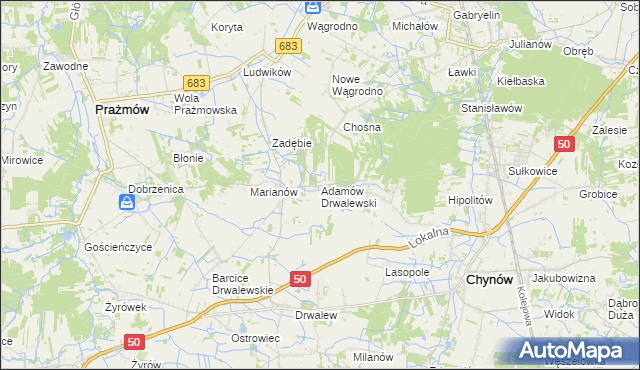 mapa Adamów Drwalewski, Adamów Drwalewski na mapie Targeo