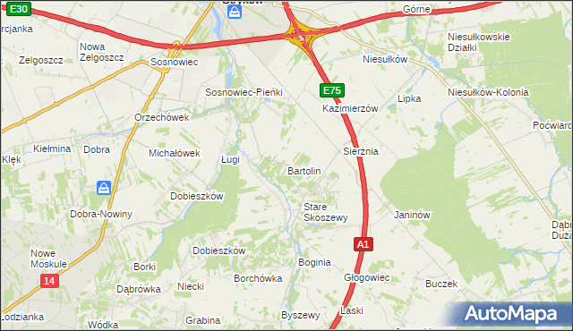 mapa Bartolin, Bartolin na mapie Targeo