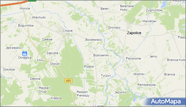 mapa Bobrowniki gmina Sieradz, Bobrowniki gmina Sieradz na mapie Targeo