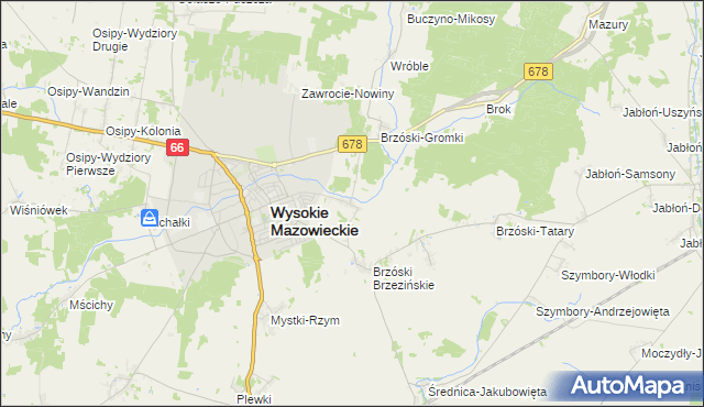 mapa Brzóski-Falki, Brzóski-Falki na mapie Targeo