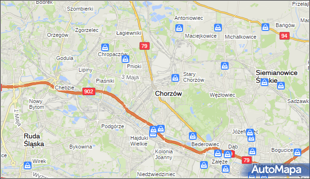 mapa Chorzów, Chorzów na mapie Targeo