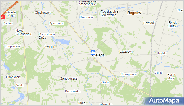 mapa Cielądz, Cielądz na mapie Targeo