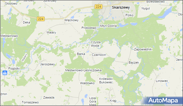mapa Czarnocin gmina Skarszewy, Czarnocin gmina Skarszewy na mapie Targeo