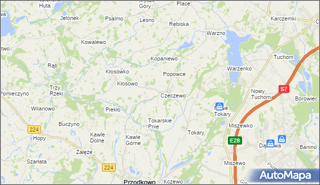 mapa Czeczewo gmina Przodkowo, Czeczewo gmina Przodkowo na mapie Targeo