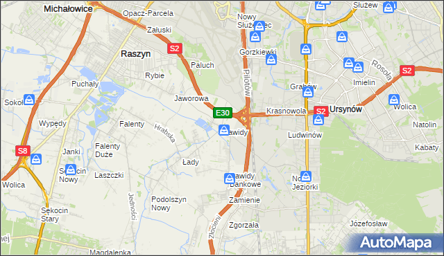 mapa Dawidy gmina Raszyn, Dawidy gmina Raszyn na mapie Targeo