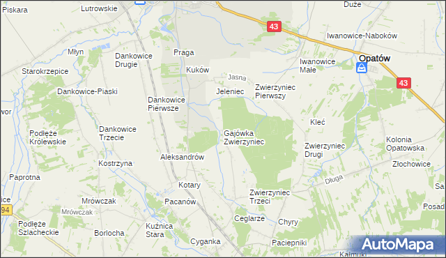 mapa Gajówka Zwierzyniec, Gajówka Zwierzyniec na mapie Targeo