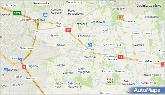 mapa Kiedrzyn gmina Gózd, Kiedrzyn gmina Gózd na mapie Targeo