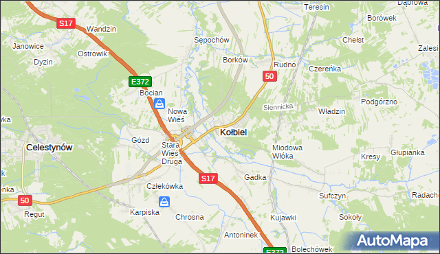 mapa Kołbiel, Kołbiel na mapie Targeo