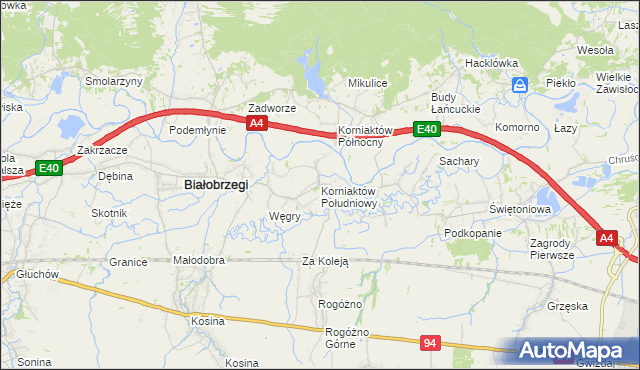 mapa Korniaktów Południowy, Korniaktów Południowy na mapie Targeo