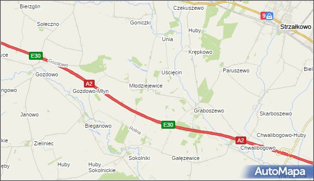 mapa Kościanki gmina Strzałkowo, Kościanki gmina Strzałkowo na mapie Targeo