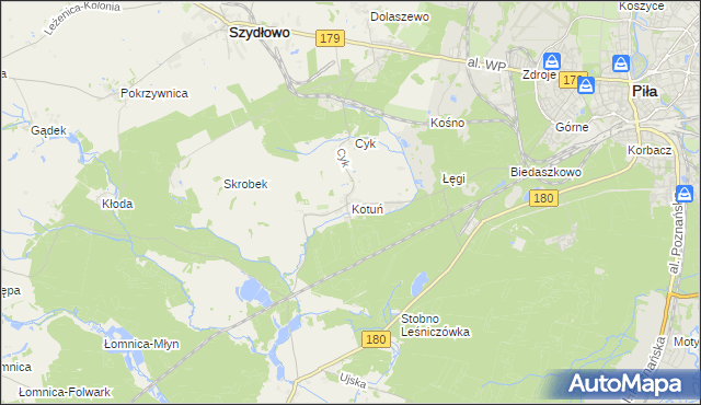 mapa Kotuń gmina Szydłowo, Kotuń gmina Szydłowo na mapie Targeo