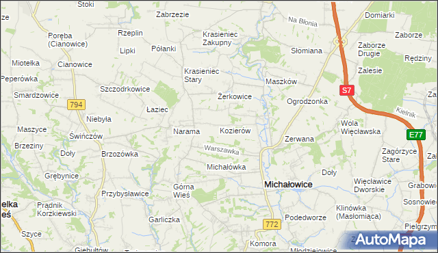 mapa Kozierów, Kozierów na mapie Targeo