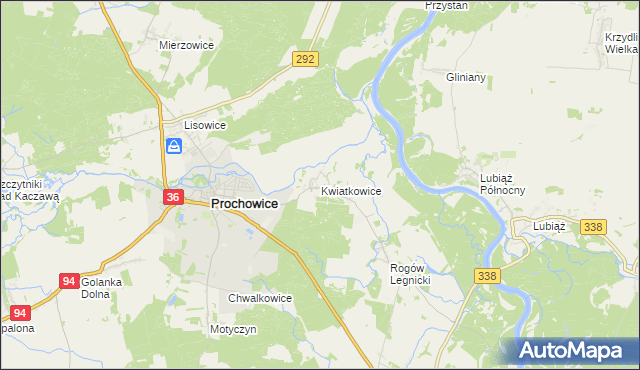 mapa Kwiatkowice gmina Prochowice, Kwiatkowice gmina Prochowice na mapie Targeo