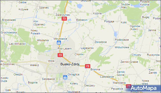 mapa Łagiewniki gmina Busko-Zdrój, Łagiewniki gmina Busko-Zdrój na mapie Targeo