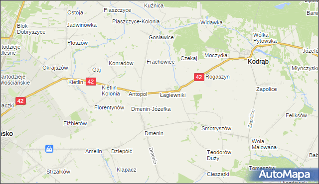 mapa Łagiewniki gmina Kodrąb, Łagiewniki gmina Kodrąb na mapie Targeo