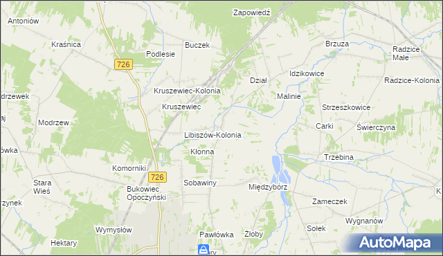 mapa Libiszów gmina Opoczno, Libiszów gmina Opoczno na mapie Targeo