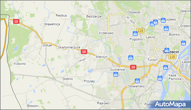 mapa Mierzyn gmina Dobra (Szczecińska), Mierzyn gmina Dobra (Szczecińska) na mapie Targeo