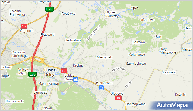 mapa Mierzynek gmina Lubicz, Mierzynek gmina Lubicz na mapie Targeo