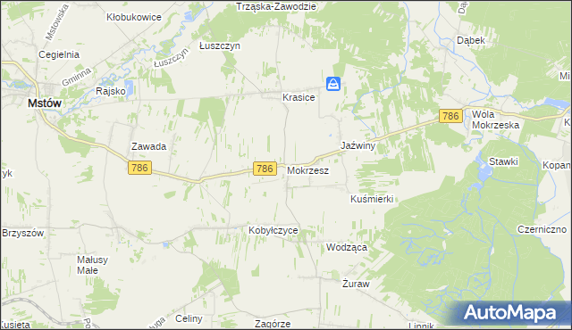 mapa Mokrzesz, Mokrzesz na mapie Targeo