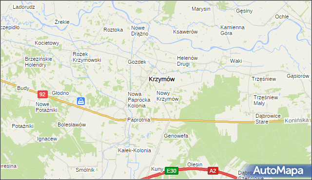 mapa Nowy Krzymów, Nowy Krzymów na mapie Targeo