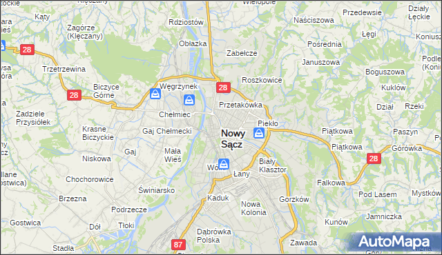 mapa Nowego Sącza, Nowy Sącz na mapie Targeo