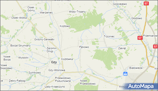 mapa Pękowo, Pękowo na mapie Targeo