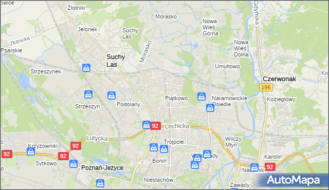mapa Piątkowo gmina Poznań, Piątkowo gmina Poznań na mapie Targeo