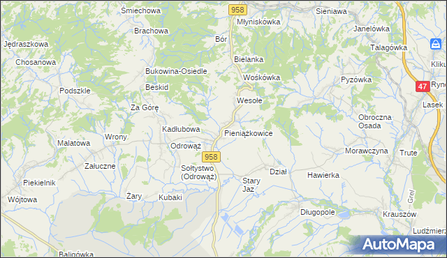 mapa Pieniążkowice, Pieniążkowice na mapie Targeo